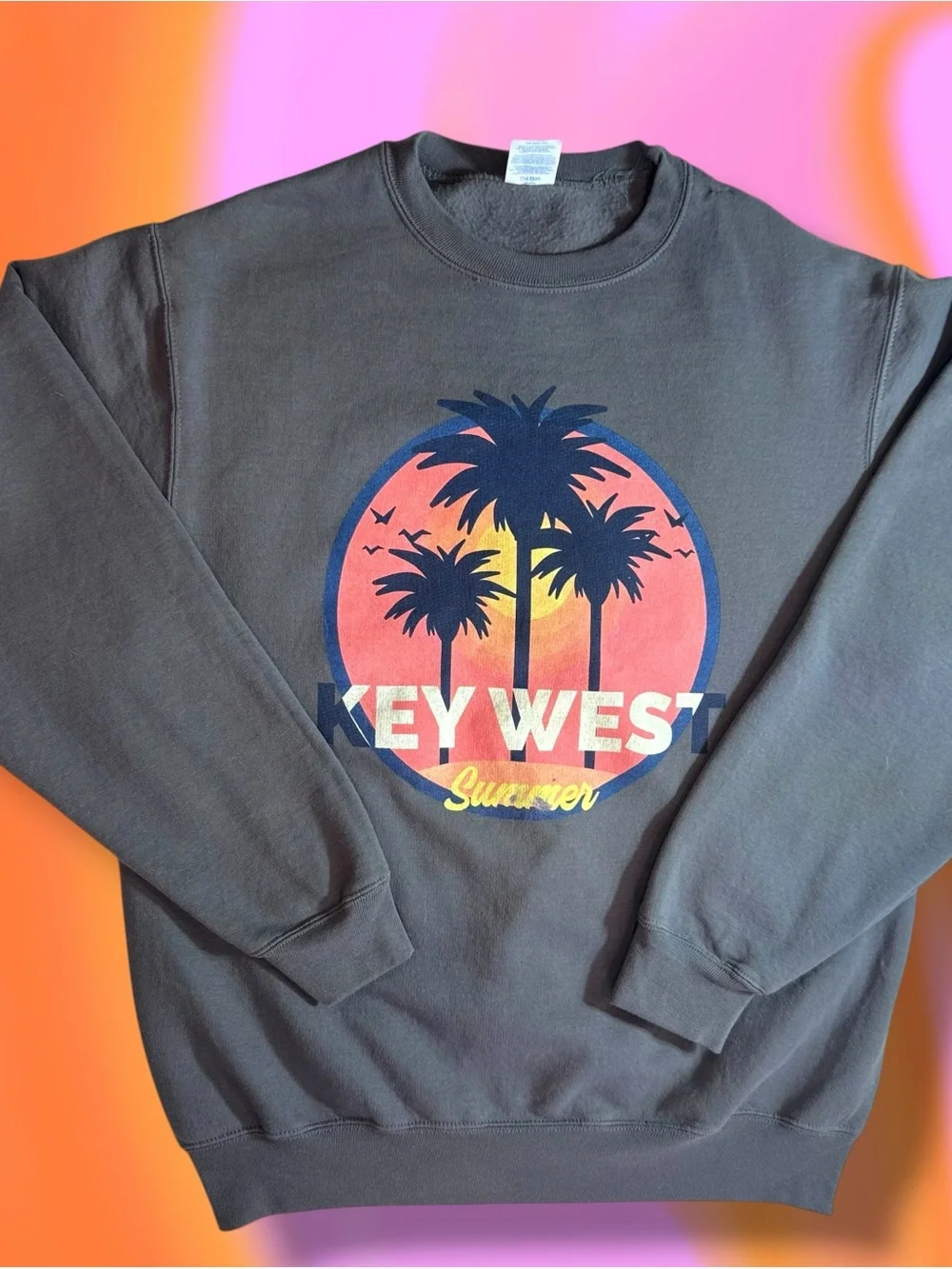 KEY WEST Crewneck Sweatshirt in Charcoal Gray